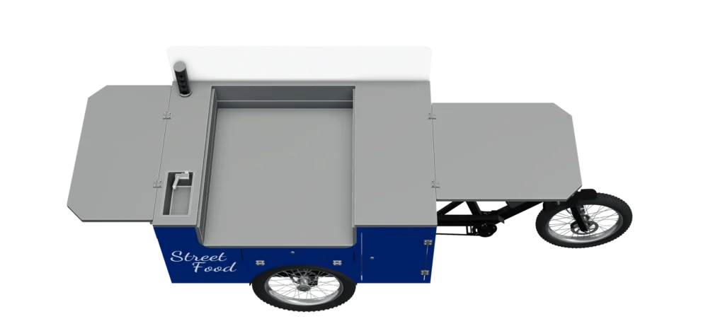 Flex street food cargo bike, blue box, top view
